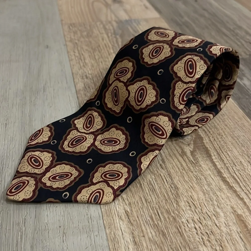 GIVENCHY Monsieur Vintage Men’s Neck Tie 100% Silk GRAPHIC Black Tan  Tie